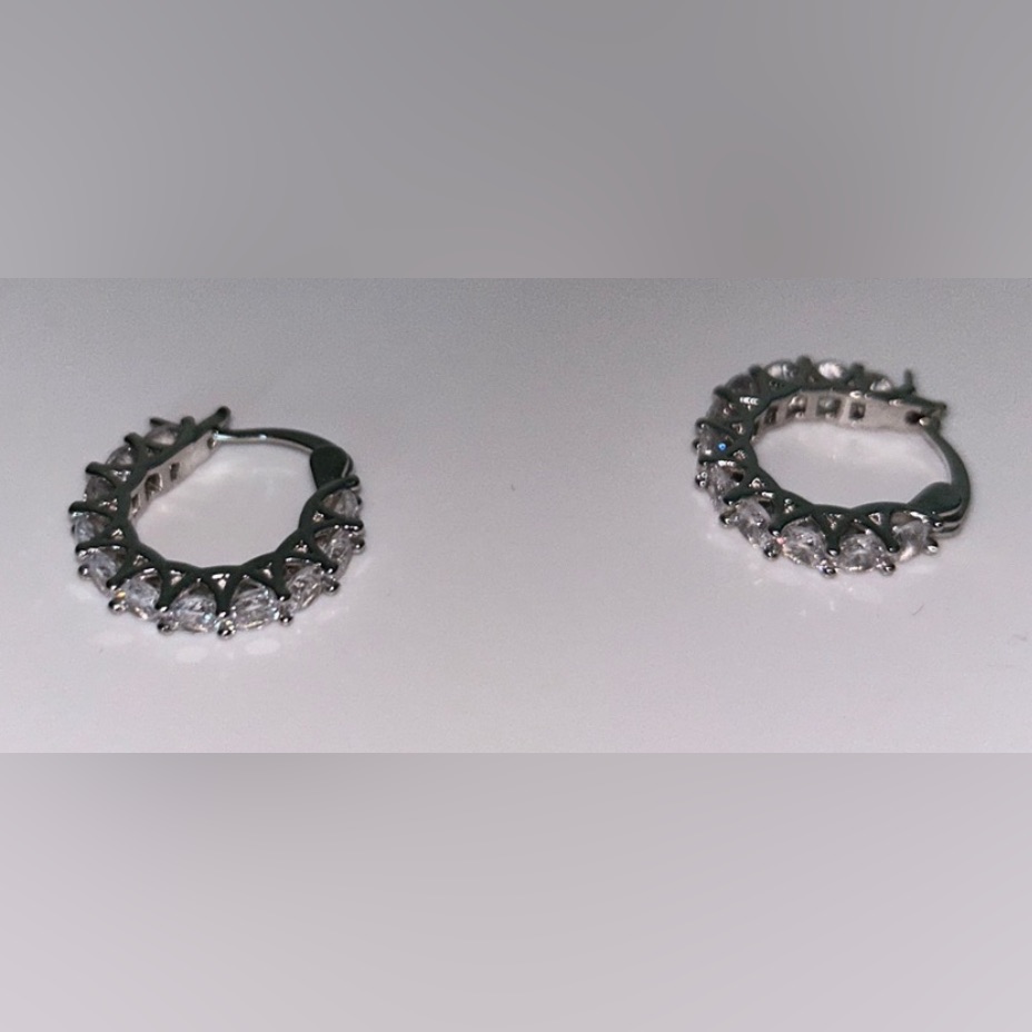 Silver Tone Cz Huggies Earrings Nwot